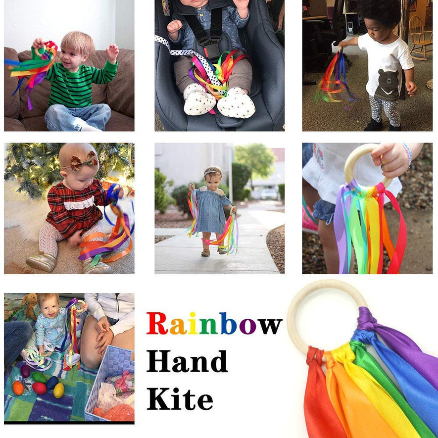 Montessori Rainbow Color Ribbon Hand Kite