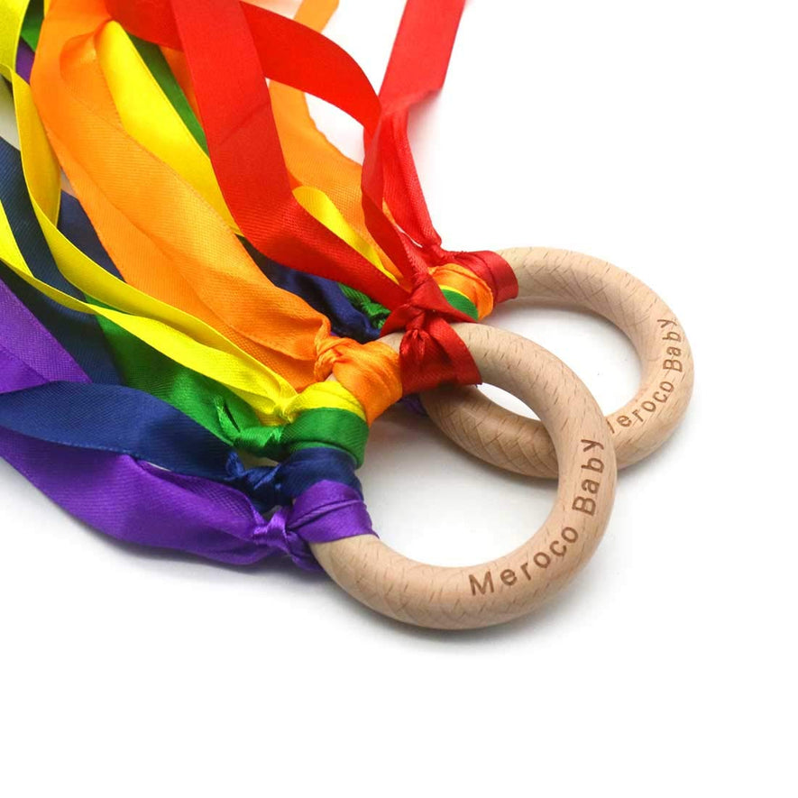 Montessori Rainbow Color Ribbon Hand Kite 2pcs