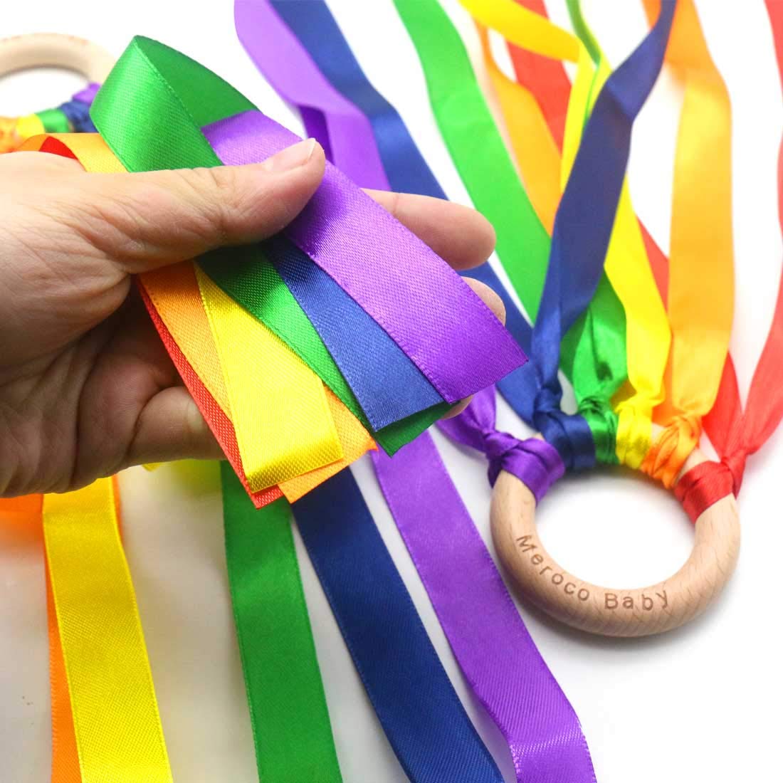 Montessori Rainbow Color Ribbon Hand Kite 2pcs
