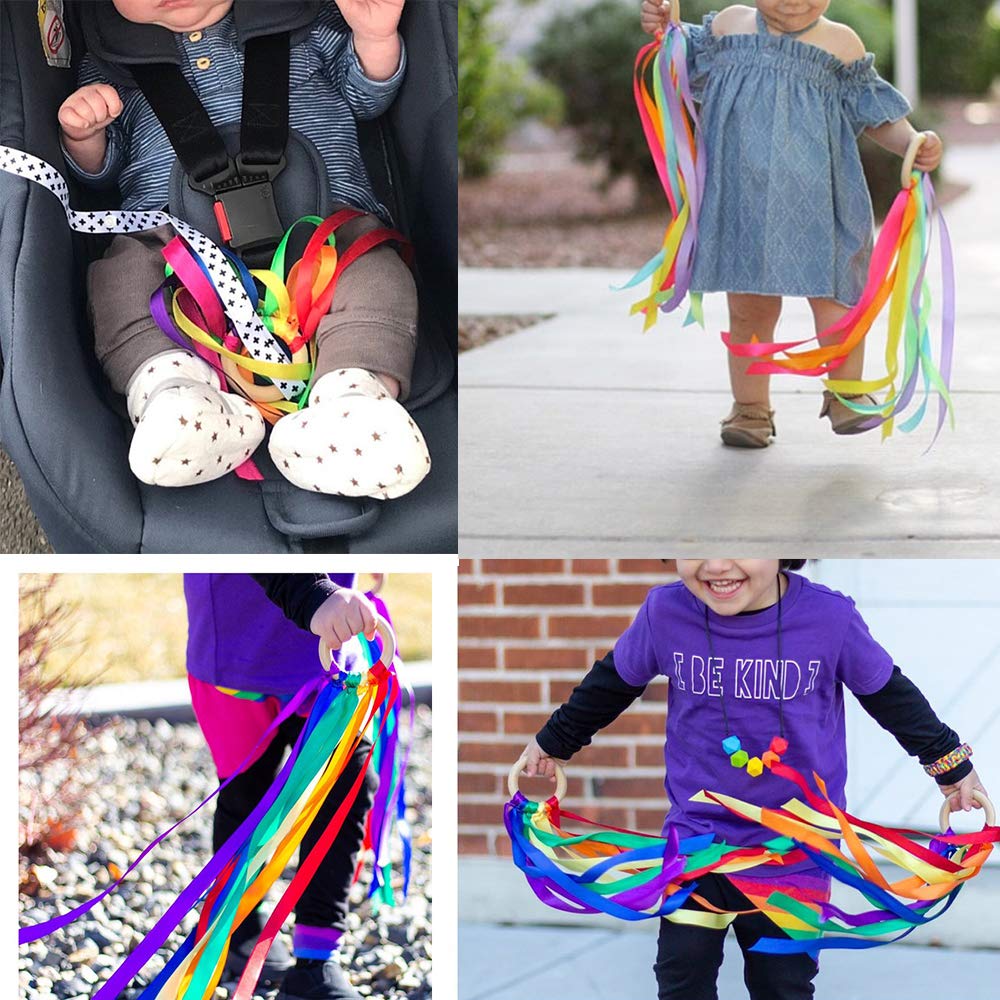 Montessori Rainbow Color Ribbon Hand Kite 2pcs