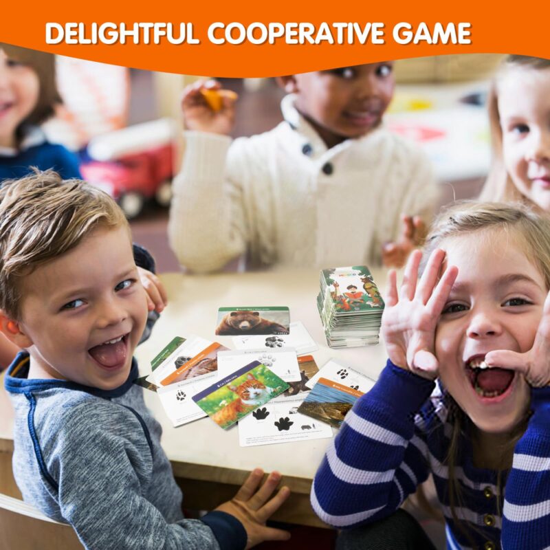 Animal Footprint Matching Game - Wild Animals Flash Cards Toys For Autistic Child Age 4 (4)