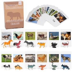 Farm Animals Flashcards Figurines - Learning Toys Montessori Language Materials (1)