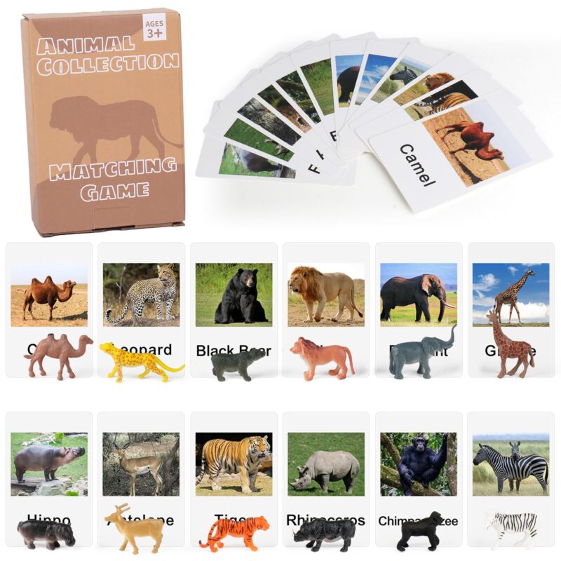 Miniature Forest Animal Figurines Matching Cards - Learning Toys for 3+ Year Olds​ (1)