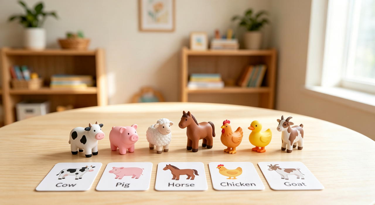Farm Animal Figurines Matching Boost Toddler Speech Skills Through Montessori-Inspired Play